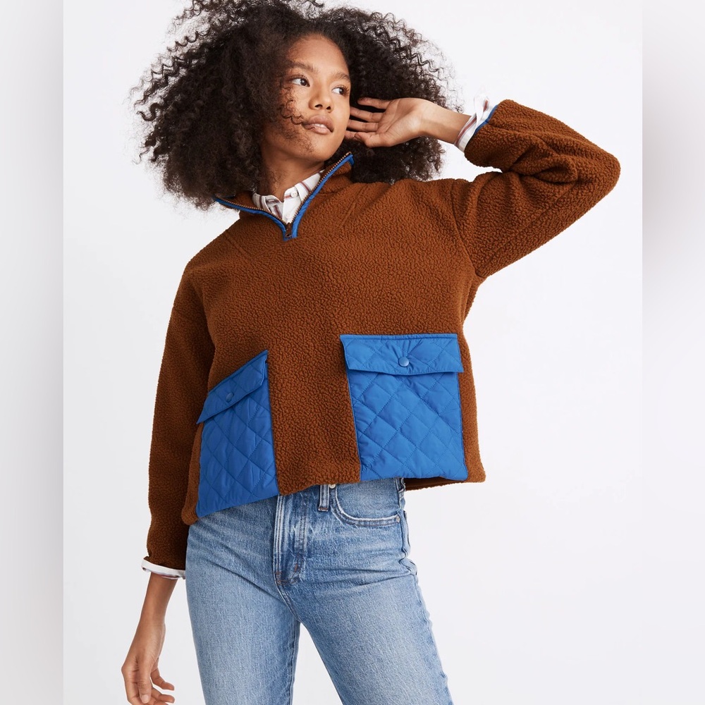 (Re)sourced Fleece Quilted-Pocket Popover Jacket XP size Medium